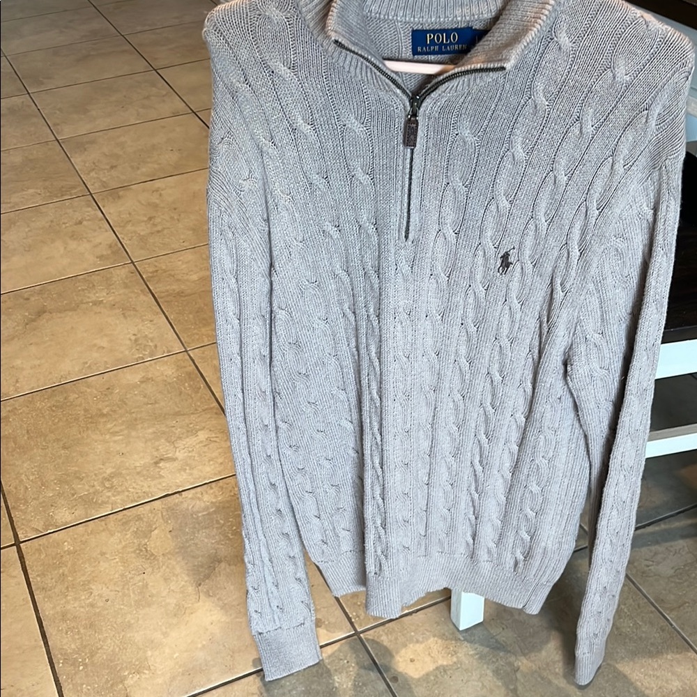Polo by Ralph Lauren Light Gray Zip-Up Sweater